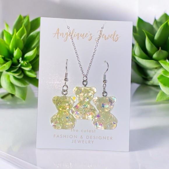 Iridescent Gummy Bear Earrings & Necklace Sets (Pick 1) - Picture 2 of 8